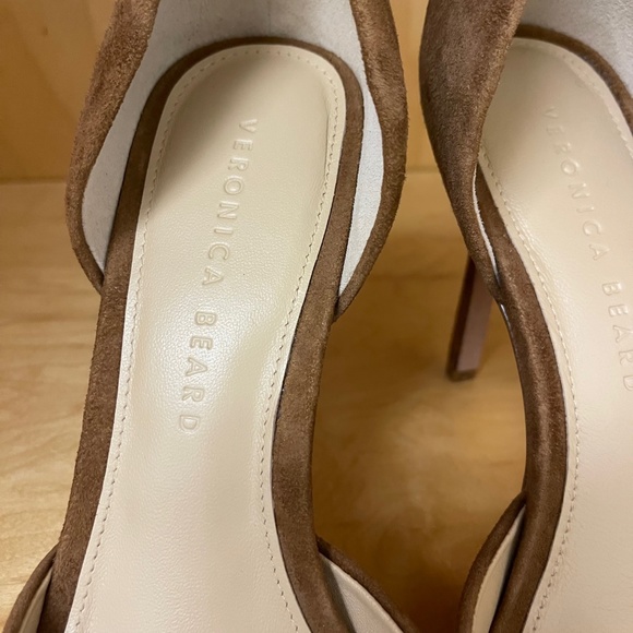 NEW Veronica Beard Brown Suede Gadot Peep-Toe Pump Size 8 - Picture 2 of 8
